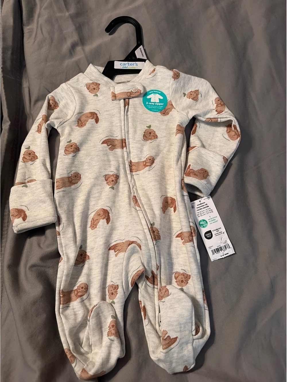 Carter's Newborn Baby Footed Sleeper with Sloth Print 2-Way Zipper